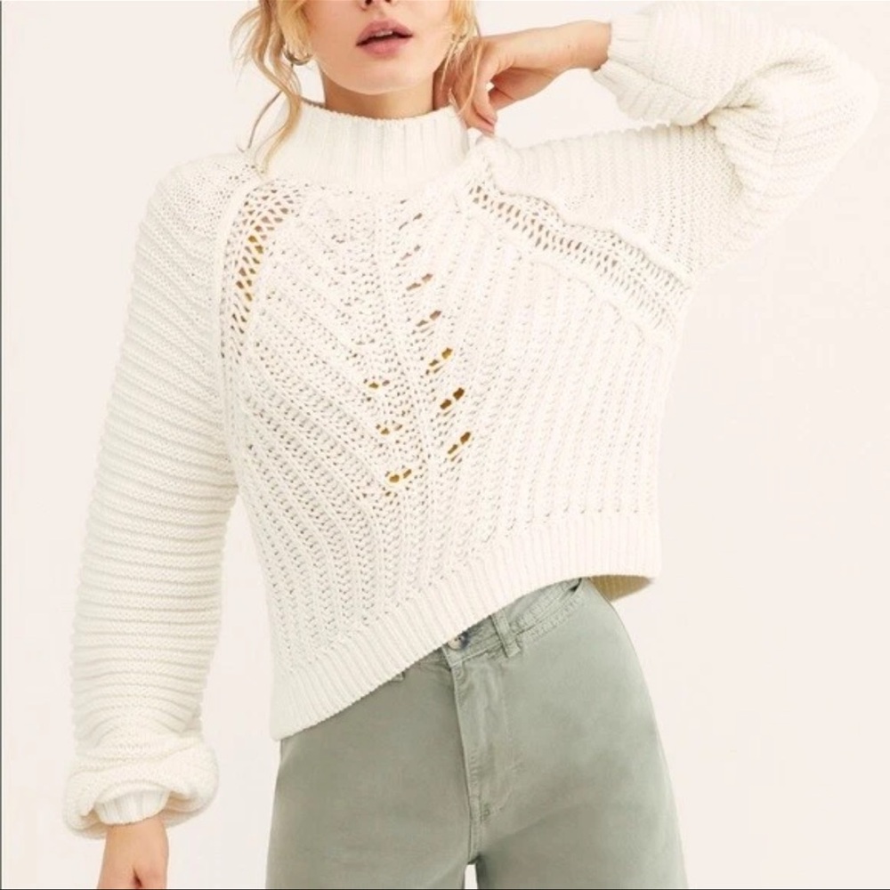 Free People Sweetheart Mock Neck Sweater white